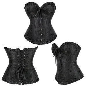 Plus Size steel boned Sexy Corset Lingerie tummy shaping Waist Slimming Overbust Outfit lace up Corsets for women