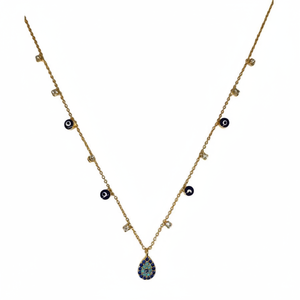 Collier pendentif tendance or mauvais œil avec breloques suspendues style métal - Product Image 2