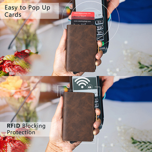 Hot Selling Wholesale Price Casekey Business Card Holder Case Pocket <b>RFID</b> <b>Protection</b> Slim PU Leather <b>Wallet</b> Multifunctional - Product Image 5