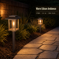 Lampe solaire marron pour allées, pelouses, patios et parterres de fleurs, ampoule Edison universelle 2700K 5062, 14 lumens, pile AA