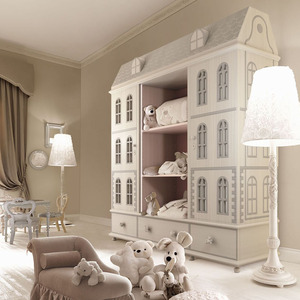 <span class=keywords><strong>Armadio</strong></span> <span class=keywords><strong>per</strong></span> bambini a forma di casa francese, guardaroba in legno con cassetti <span class=keywords><strong>per</strong></span> riporre oggetti - Product Image 1