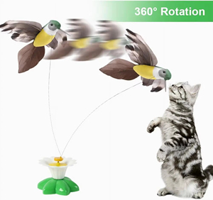 Groothandel in dierbenodigdheden |   Automatisch 360 °   Roterend vogel-/vlinderkattenspeelgoed met bloembasis voor binnenspel - Product Image 4