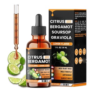 OEM Gotas Líquidas de Bergamota Cítrica 11 en 1 con Guanábana, Graviola, Levadura Roja, <span class=keywords><strong>Leche</strong></span> de Arroz, Cardo Mariano, Ajo, Aceite de Oliva, Corteza de Pino y Pimienta Negra - Product Image 1