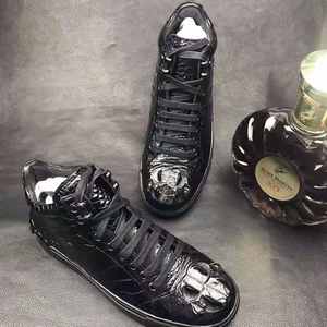 Baskets de haute qualité bottes de <span class=keywords><strong>skateboard</strong></span> pour hommes chaussures en cuir de Crocodile pur hommes bottes plates d'alligator autres bottes pour hommes à la mode - Product Image 3