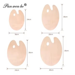 Paleta Ovalada de <span class=keywords><strong>Madera</strong></span> Color Burlywood para Artistas, para Pintura Acrílica y al Óleo, Fácil de Limpiar, Ligera, con Orificio para el Pulgar - Product Image 4