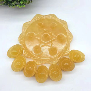 Fengshui — pierre de guérison naturelle, en <span class=keywords><strong>jade</strong></span> <span class=keywords><strong>jaune</strong></span>, 7 étoiles, lotus, avec lingot, pour la décoration de la maison, vente en gros, collection 2020 - Product Image 4
