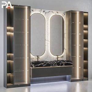 PA luxury double sink mirror modern bathroom vanity cabinet