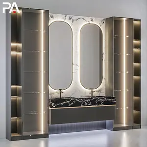 Tocador de baño con espejo doble PA, mueble moderno de lujo