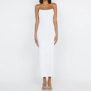 Abito Lungo da Donna Stile Y2K in Pizzo Ecologico Intrecciato - Vestito da Sera Casual Senza Maniche in Lino/Cotone - Product Image 2