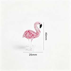Murano Hand Blown Glass Crystal Flamingo Figurine 40mm <b>Pink</b> Spotted Design Wedding Coastal Decor <b>Desk</b> Accessory Tabletop Vase - Product Image 3