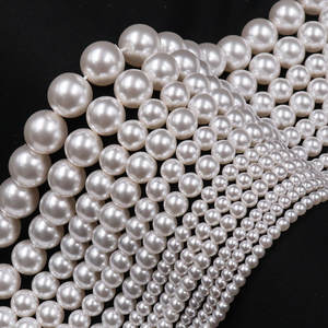 Lager zum Verkauf 2mm-12mm 5A Grade <span class=keywords><strong>Pearl</strong></span> Crystal <span class=keywords><strong>White</strong></span> <span class=keywords><strong>Pearl</strong></span> Farbe Glas Runde Perlen für Luxus Schmuck herstellung Zubehör - Product Image 1