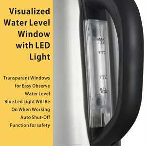 Hervidor de Agua de Acero Inoxidable 304 con Luz Azul, Capacidad Visible de 1.8L, Diseño Especial Colorido con Luz Azul Mecánica - Product Image 2
