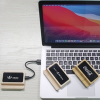 Disco duro portátil SSD personalizado con logotipo LED, unidad de estado sólido con soporte para teléfono