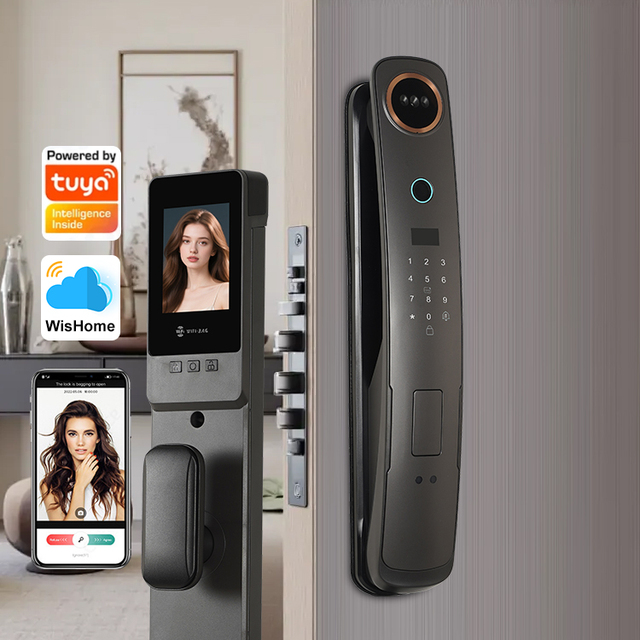 Factory 3D Face Recognition Wi-Fi Digital Touch Keypad Wood Door Biometric Fingerprint IC Card Security Smart Door Lock