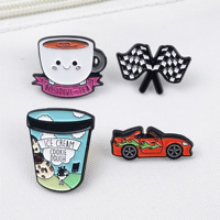 Broche créative de la série Drapeaux de course, motif dessin animé, cône de café, drapeau à carreaux, forme de voiture, technique d'huile coulante, personnalité anglaise