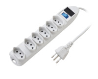 Multiprise électrique, vente chaude, rallonge électrique 6 prises avec interrupteur et protection par fusible, multiprise