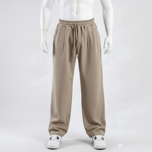 กางเกงเอวสูงสำหรับผู้ชายกางเกงวินเทจผ้าโพลีเอสเตอร์/ ผ้าฝ้ายระบายอากาศด้านหน้าแบนโลโก้ออกแบบได้ตามต้องการ - Product Image 1