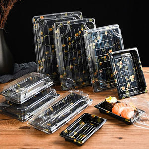 Récipient de nourriture à emporter Plateaux à sushi avec couvercles Boîte d'emballage à emporter de sushi en plastique jetable - Product Image 1