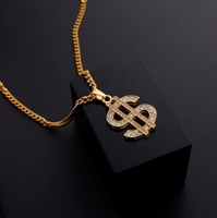 Colliers pendentifs en alliage Hip-Hop avec symbole du dollar américain, finition plaquée, tendance pour les cadeaux de la fête des pères et de Pâques