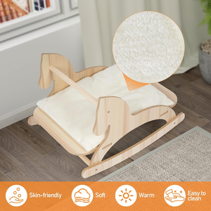Fauteuil à bascule en bois durable en gros, lit balançoire mignon en forme de cheval à motif uni pour petits animaux - Product Image 3