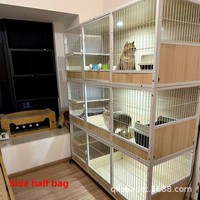 Villa pour chat super grande, espace libre, pour l'élevage domestique en intérieur, maison de luxe en bois massif pour chat avec installation facile