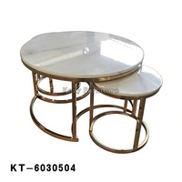 Ensemble de tables basses modernes de luxe nordique, cadre en acier inoxydable, plateau en marbre, 3 pièces, tables basses gigognes pour salon