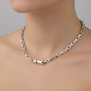 6mm Punk gioielli moda liscio semplice catena a maglie 925 in <span class=keywords><strong>argento</strong></span> Sterling bracciale collana per gli uomini - Product Image 2