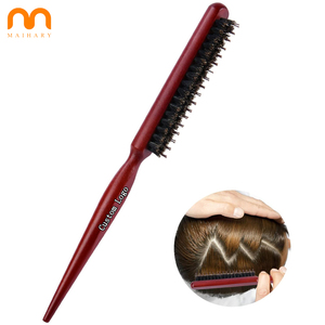 <span class=keywords><strong>Brosse</strong></span> démêlante en bois à 3 rangs avec logo personnalisé pour salon de coiffure, en poils de sanglier naturels, pour démêlage humide et coiffage, avec queue de rat pour le coiffage et le démêlage. - Product Image 1
