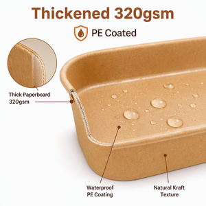 Contenitore per Alimenti in Carta Kraft Rettangolare con Logo Personalizzato, Scatola per Pranzo Biodegradabile con Coperchio per Ristoranti, <span class=keywords><strong>Asporto</strong></span> ed Eventi all'Aperto - Product Image 3