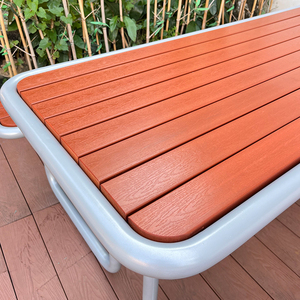 180cm chiều dài thành phố dã ngoại bảng băng ghế dự bị WPC Top & kim loại khung ngoài trời bàn ghế với ô lỗ bền nội thất sân vườn - Product Image 3