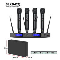 Sistema de Micrófono Inalámbrico Digital SLXD42Q de 4 Canales, 4 Micrófonos de Mano BETA58A/KSM8, Micrófono de Cintura