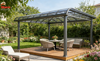 Wandmontierte Gartenlaube Outdoor Wasserdichtes Transparentes Polycarbonat-Vordach PC Geprägte Dacheindeckung Überdachte Sonnenschutz-Pergola