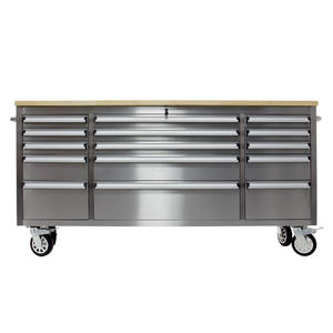72in heavy duty stainless steel tool chest with wheels 15 drawers workbench tool storage tools box for car