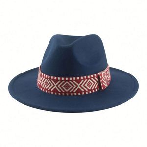 Ethnic Wind Woven Fedora <b>Hat</b> <b>for</b> Men <b>for</b> Party Business Casual and Outdoor <b>for</b> Autumn and Winter - Product Image 1