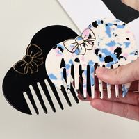 Peigne à cheveux en acétate en forme de cœur, mini peigne, antistatique, mignon, avec logo personnalisé PDANY, pour accessoires de cheveux portables