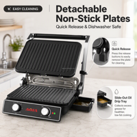 Nouvelle presse à panini électrique 2200W pour grillades de steak, 220-240V 50/60Hz, double chauffage uniforme, pour petit-déjeuner, usage domestique