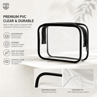 Sac cosmétique pliable léger et portable en PVC transparent, durable, écologique, pratique, avec logo personnalisé et fermeture éclair renforcée