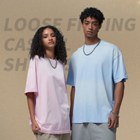 Kaos Oblong Pria Vintage Washed Retro 100% Katun Lengan Pendek Oversize Trendy Spray-Dyed Faded 250 Gsm Rajutan Kasual Polos