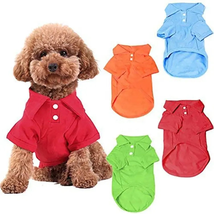 Yeni varış moda toptan evcil hayvan T-shirt giyim düz renk ile sevimli köpek kedi yavrusu köpekler için evcil hayvan giysileri