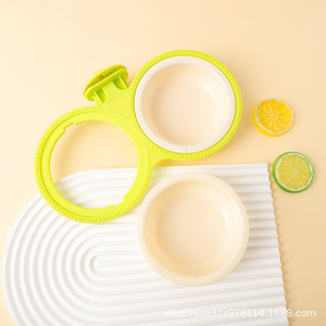 Hanging Pet Bowl Double Feeder Light Green For Cat Dog Feeding Drinking Dish With Hook Easy To Hang And Clean - Product Image 2