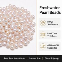 Perles de culture d'eau douce naturelles en gros, blanches et roses, ovales, forme riz, en vrac, percées, sur fil