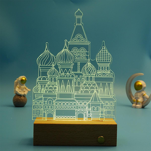 3D bảng ánh sáng 7 màu sắc đèn Acrylic ánh sáng hình chữ nhật LED không dây LED Đèn cảm ứng đèn bằng gỗ ánh sáng USB không dây bảng phòng ngủ - Product Image 4