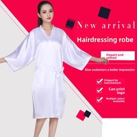 Robe de client de salon tendance, peignoir pour coloration capillaire, kimono de coiffure, vêtement de salon de beauté, cape de coiffure en fausse soie