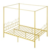 Cadre de lit en fer forgé de style européen classique avec tête de lit, construction en acier épais, espace de rangement sous le lit, idéal pour les écoles