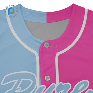 PURE rose et bleu sublimé séchage rapide Baseball T-Shirt personnalisé hommes jeunesse maillot Baseball v cou uniforme Softball Baseball - Product Image 5
