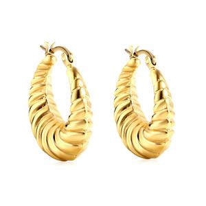 Modernos Pendientes de Aro Gruesos Redondos con Diseño de Croissant, Joyería de Acero Inoxidable, Bañados en Oro de 18K, Pendientes de Declaración para Mujer - Product Image 5