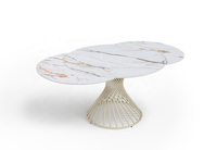 Conceptions de table de salle à manger en céramique circulaire ronde de conception européenne avec table à manger extensible rotative ronde à jambe dorée