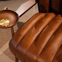 Fauteuil simple en cuir véritable de style vintage américain, forgé à la main, personnalisable, finition antique cirée à l'huile, sans assemblage