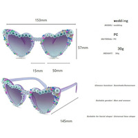 Lunettes de soleil pour anniversaire, strass en forme de cœur, reine, diamant, perle, lunettes de soleil de fête, cadeau d'anniversaire, lunettes, lunettes de vue, miroir