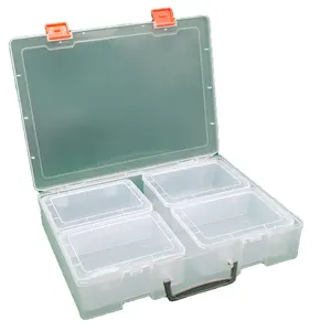 Dust Proof Plastic Storage Box With 4 Compartments For Stationery Tools